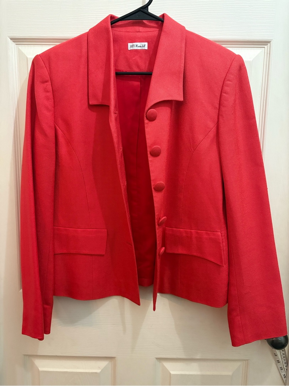 Ana May 100 silk Red Tailored Button-Front Blazer